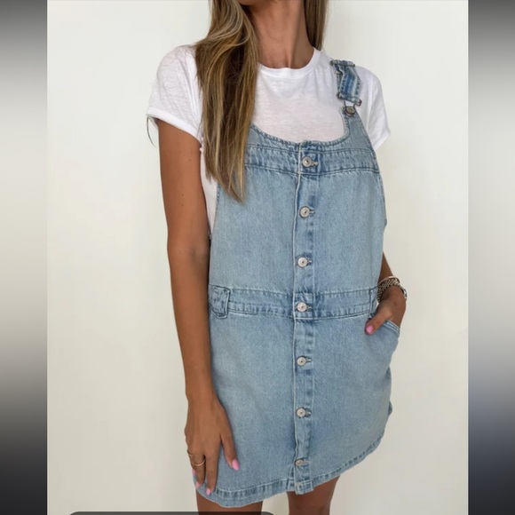 We The Free Edie Denim Skirtall Mini Dress NWT